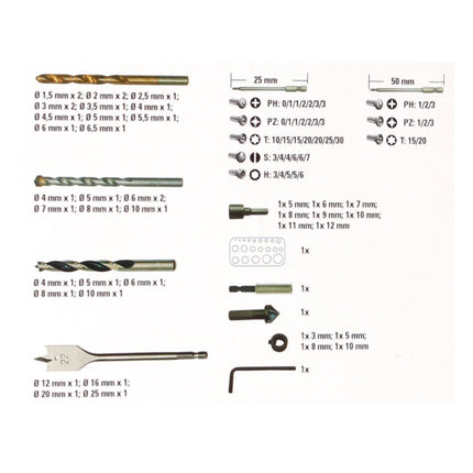 Juego de brocas Metabo SP 86 piezas (626708000) ranuradas / Phillips / Pozidriv / Torx / Allen