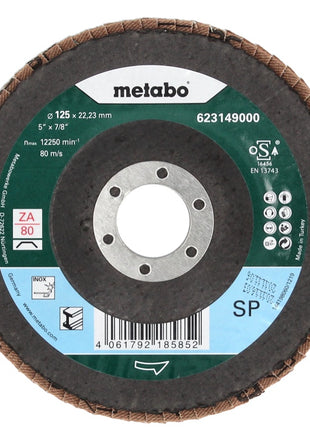 Metabo Lamellenschleifteller Fächerscheibe P 80 125 mm 22,23 mm  ( 20 x 623149000 ) für Winkelschleifer