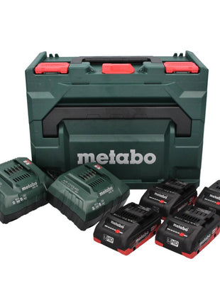 Set básico Metabo 18 V LiHD + 4x baterías 4,0 Ah + 2x cargador ASC 55 + metaBOX