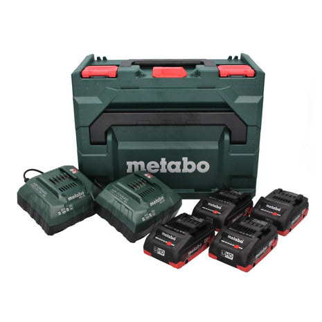 Kit de base Metabo 18 V LiHD + 4x batteries 4,0 Ah + 2x chargeur ASC 55 + metaBOX