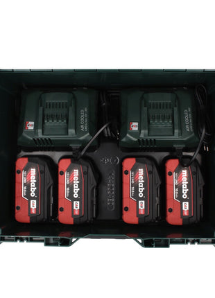 Set básico Metabo 18 V LiHD + 4x baterías 4,0 Ah + 2x cargador ASC 55 + metaBOX