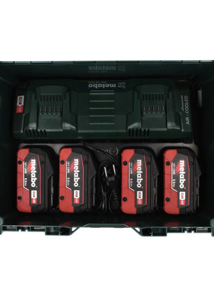 Set básico Metabo 18 V LiHD + 4x baterías 5,5 Ah + cargador ASC 145 DUO + ​​metaBOX