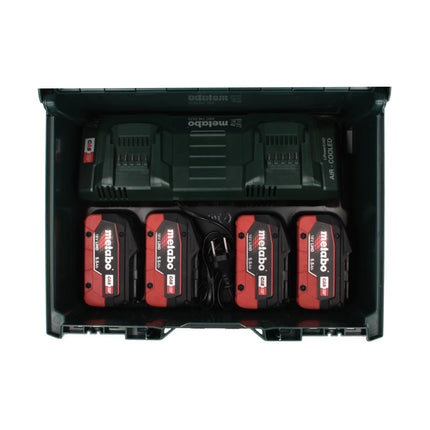 Set básico Metabo 18 V LiHD + 4x baterías 5,5 Ah + cargador ASC 145 DUO + ​​metaBOX