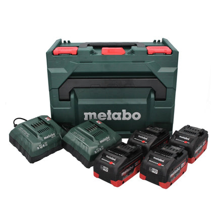 Set básico Metabo 18 V LiHD + 4x batería 8,0 Ah + 2x cargador ASC 55 + metaBOX