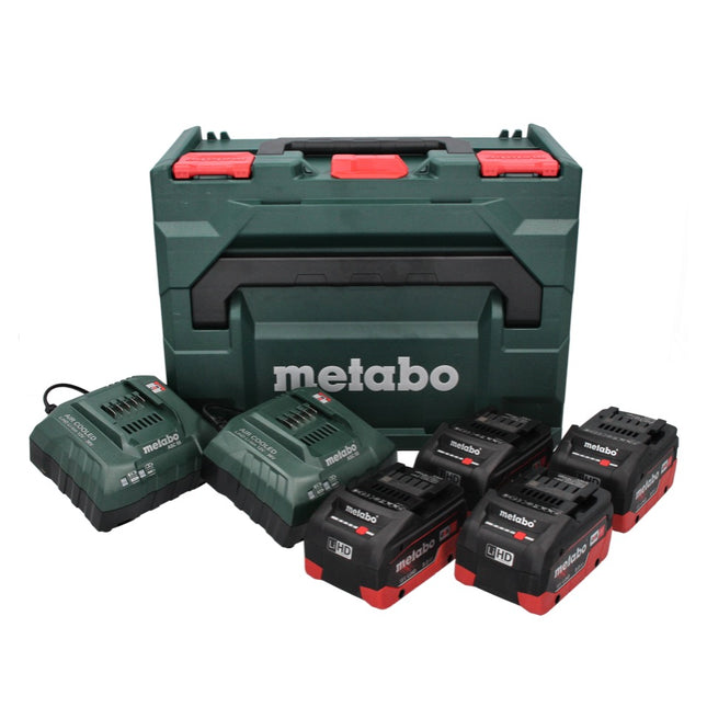 Set básico Metabo 18 V LiHD + 4x batería 8,0 Ah + 2x cargador ASC 55 + metaBOX