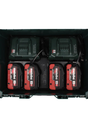 Set básico Metabo 18 V LiHD + 4x batería 8,0 Ah + 2x cargador ASC 55 + metaBOX