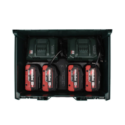 Set básico Metabo 18 V LiHD + 4x batería 8,0 Ah + 2x cargador ASC 55 + metaBOX