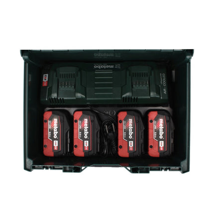 Set básico Metabo 18 V LiHD + 4x baterías 8,0 Ah + cargador ASC 145 DUO + ​​metaBOX