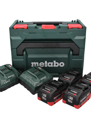 Set básico Metabo 18 V LiHD + 4x baterías 10,0 Ah + 2x cargador ASC 55 + metaBOX