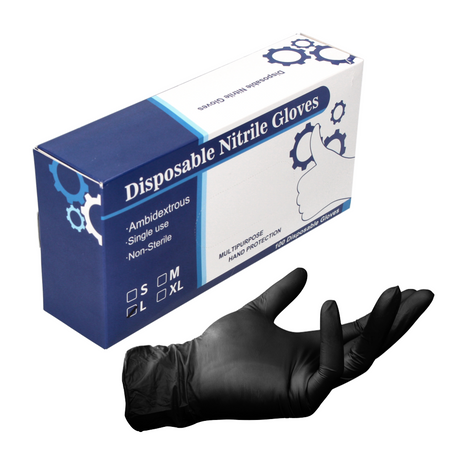 Guantes Desechables Nitrilo Negro / Negro 100 piezas talla L / Grande - no esterilizados