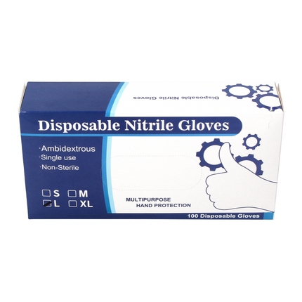 Nitrile disposable gloves in dispenser box Black 100 pieces size L / Large - non-sterile
