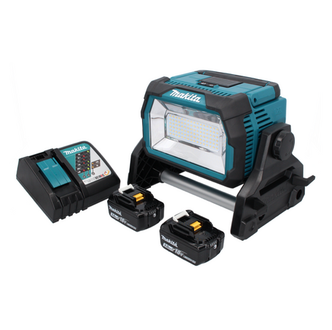 Makita DML 809 RF Projecteur de chantier à LED sans fil 18 V 10000 lm + 2x batterie 3,0 Ah + chargeur