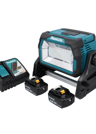 Makita DML 809 RM Foco de construcción LED con batería 18 V 10000 lm + 2x baterías 4,0 Ah + cargador