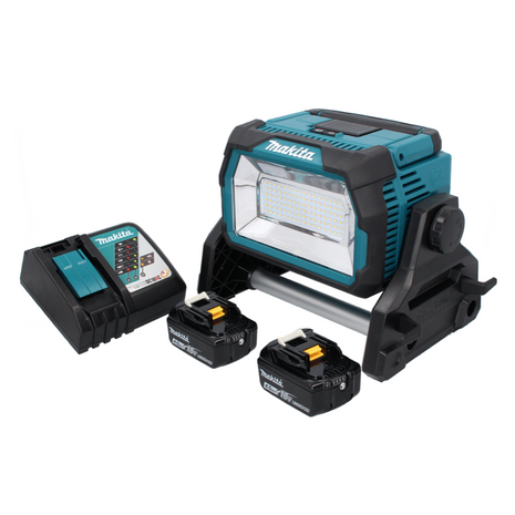 Makita DML 809 RM faretto da cantiere LED a batteria 18 V 10000 lm + 2x batteria ricaricabile 4,0 Ah + caricatore