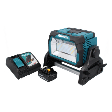 Makita DML 809 RT1 Foco de construcción LED con batería 18 V 10000 lm + 1x batería 5,0 Ah + cargador