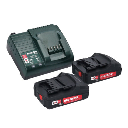 Metabo SB 18 set taladro percutor inalámbrico 18 voltios 48 Nm (602245880) + 2x baterías 2,0 Ah + cargador + juego de brocas de 88 piezas + maletín