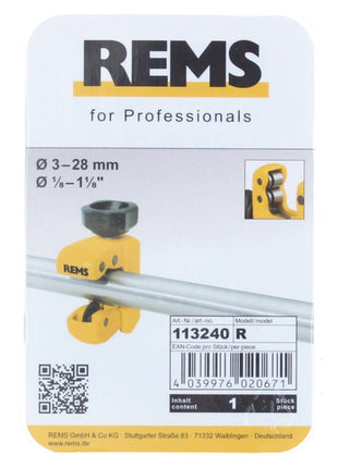 REMS RAS CU-INOX 3-28 MINI cortatubos 3 - 28 mm 1/8 - 1 1/8'' ( 113240 R )