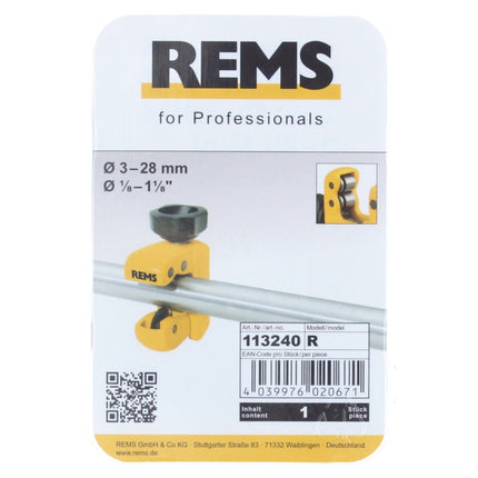 REMS RAS CU-INOX 3-28 MINI Tagliatubi 3 - 28 mm 1/8 - 1 1/8'' ( 113240 R )