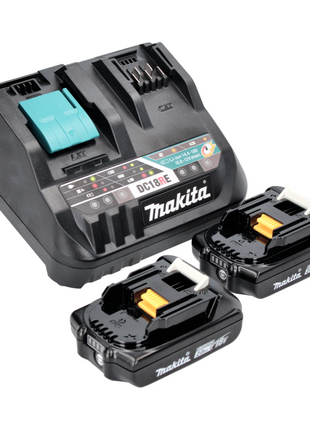 Kit de fuente de alimentación Makita de 18 V con 2 baterías BL 1820 B de 2,0 Ah (2x 197254-9) + cargador rápido múltiple DC 18 RE (198720-9)