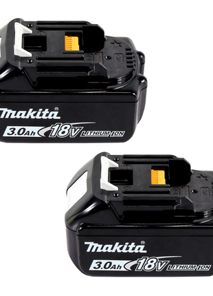 Kit de fuente de alimentación Makita de 18 V con 2 baterías BL 1830 B de 3,0 Ah (2x 197599-5) + cargador rápido múltiple DC 18 RE (198720-9)