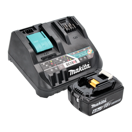 Kit de fuente de alimentación Makita de 18 V con 1 batería BL 1860 B de 6,0 Ah (197422-4) + cargador rápido múltiple DC 18 RE (198720-9)