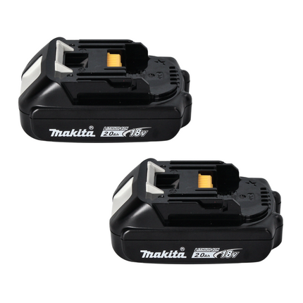 Kit de fuente de alimentación Makita de 18 V con 2 baterías BL 1820 B de 2,0 Ah (2x 197254-9) + cargador multirápido DC 18 RE (198720-9) + Makpac
