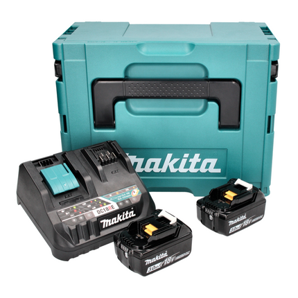 Makita Power Source Kit 18 V con - 2x Baterías BL 1830 B 3,0 Ah (2x 197599-5) + Cargador rápido multi DC 18 RE (198720-9) + Makpac