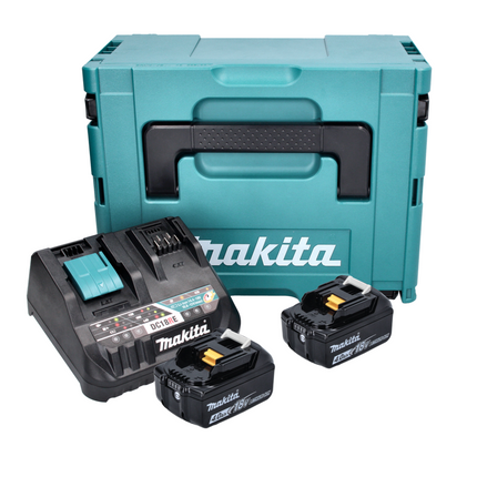 Makita Power Source Kit 18 V con 2x BL 1840 B batería 4,0 Ah ( 2x197265-4 ) + DC 18 RE Multi cargador rápido ( 198720-9 ) + Makpac
