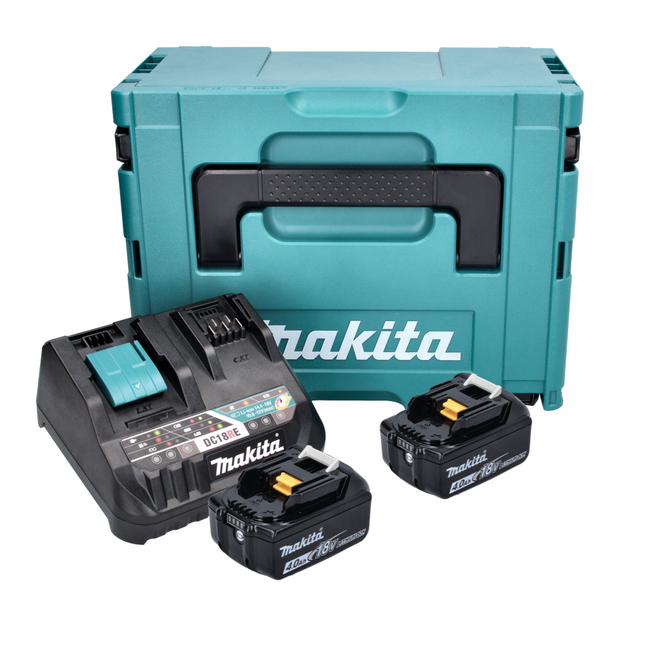 Makita Power Source Kit 18 V con 2x BL 1840 B batería 4,0 Ah ( 2x197265-4 ) + DC 18 RE Multi cargador rápido ( 198720-9 ) + Makpac