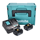 Kit de fuente de alimentación Makita de 18 V con 2 baterías BL 1840 B de 4,0 Ah (2x 197265-4) + cargador multirápido DC 18 RE (198720-9) + Makpac