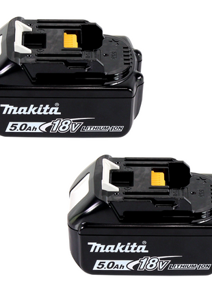 Kit de fuente de alimentación Makita de 18 V con 2 baterías BL 1850 B de 5,0 Ah (2x 197280-8) + cargador multirápido DC 18 RE (198720-9) + Makpac