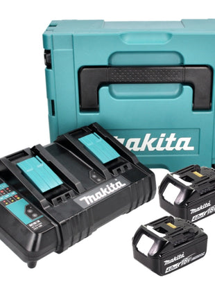 Kit de fuente de alimentación Makita 18 V con 2x batería BL 1840 B 4.0 Ah (197265-4) + cargador doble DC 18 SH (199687-4) + Makpac