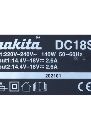 Kit de fuente de alimentación Makita de 18 V con 2 baterías BL 1850 B de 5,0 Ah (197280-8) + cargador doble DC 18 SH (199687-4)