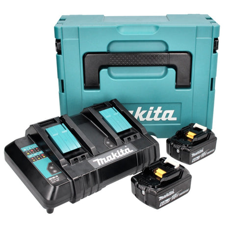 Zestaw Makita Power Source Kit 18 V z akumulatorem 2x BL 1860 B 6,0 Ah ( 197422-4 ) + podwójna ładowarka DC 18 SH ( 199687-4 ) + Makpac