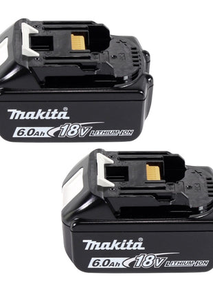 Kit de fuente de alimentación Makita 18 V con 2 baterías BL 1860 B 6,0 Ah (197422-4) + cargador doble DC 18 SH (199687-4) + Makpac