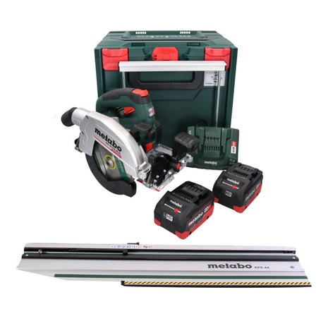 Metabo KS 18 LTX 66 BL Akumulatorowa pilarka tarczowa 18 V 165 mm + 2x akumulator 5,5 Ah + ładowarka + szyna poprzeczna + metaBOX