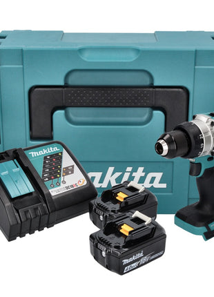 Makita DDF 486 RMJ taladro atornillador inalámbrico 18 V 130 Nm sin escobillas + 2 baterías 4,0 Ah + cargador + Makpac