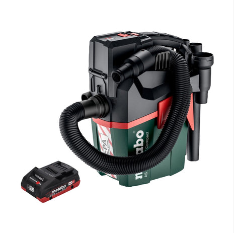 Metabo AS 18 HEPA PC Aspirador de batería compacto 18 V 6 l Aspirador en seco y húmedo con función de soplado + 1x batería 4,0 Ah - sin cargador