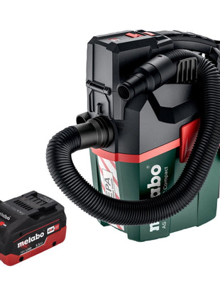 Metabo AS 18 HEPA PC Aspirateur à batterie compact 18 V Aspirateur eau et poussière 6 l avec fonction soufflante + 1x batterie 5,5 Ah - sans chargeur