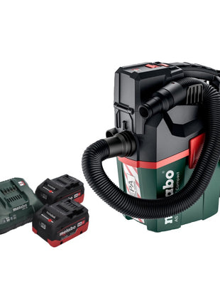 Metabo AS 18 HEPA PC Aspirador de batería compacto 18 V 6 l Aspirador en seco y húmedo con función de soplado + 2x baterías 5,5 Ah + cargador