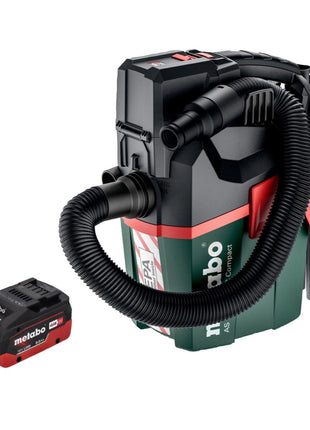 Metabo AS 18 HEPA PC Aspirateur à batterie compact 18 V Aspirateur eau et poussière 6 l avec fonction soufflante + 1x batterie 8,0 Ah - sans chargeur