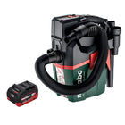 Metabo AS 18 HEPA PC Aspirateur à batterie compact 18 V Aspirateur eau et poussière 6 l avec fonction soufflante + 1x batterie 8,0 Ah - sans chargeur