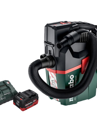 Metabo AS 18 HEPA PC Aspirador de batería compacto 18 V 6 l Aspirador en seco y húmedo con función de soplado + 1x batería 10,0 Ah + cargador