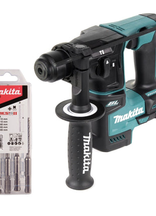 Taladro percutor inalámbrico Makita DHR 171 Z 18 V 1,2 J SDS plus sin escobillas + juego de taladro de 5 piezas - sin batería, sin cargador