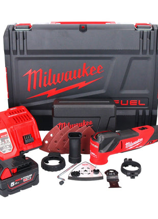 Milwaukee M18 FMT-501X FUEL Battery Multitool 18 V Brushless + 1x batterie 5,0 Ah + chargeur + 7 pcs. tools Set d'accessoires + HD Box