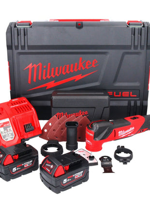 Milwaukee M18 FMT-502X FUEL Battery Multitool 18 V Brushless + 2x batterie 5,0 Ah + chargeur + 7 pcs. tools Set d'accessoires + HD Box