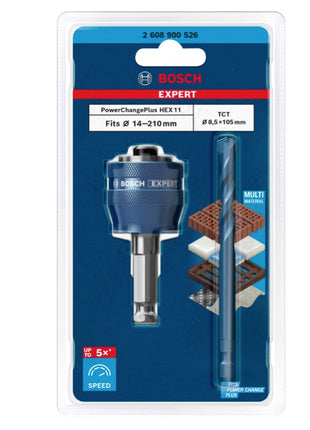 Bosch EXPERT Power Change Plus Hex 11 Adapter 8,5 x 105 mm TCT Bohrer ( 2608900526 ) Multimaterial Carbide - Nachfolger von 2608522412 - Toolbrothers