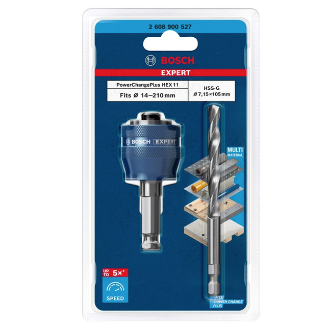 Bosch EXPERT Power Change Plus Hex 11 Adapter 7.15 x 105 mm HSS-G drill bit ( 2608900527 ) multi-material carbide - successor to 2608594258