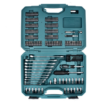 Makita Ensemble d'outils - 221 pièces , embout en acier au chrome vanadium (E-10883) / clé mixte / clé à douille / tournevis / cliquet