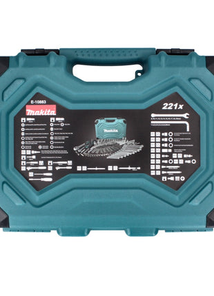 Juego de herramientas Makita 221 piezas de acero al cromo vanadio (E-10883) broca/llave combinada/llave de tubo/destornillador/trinquete